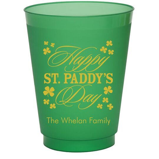 Happy St. Paddy's Day Clover Colored Shatterproof Cups